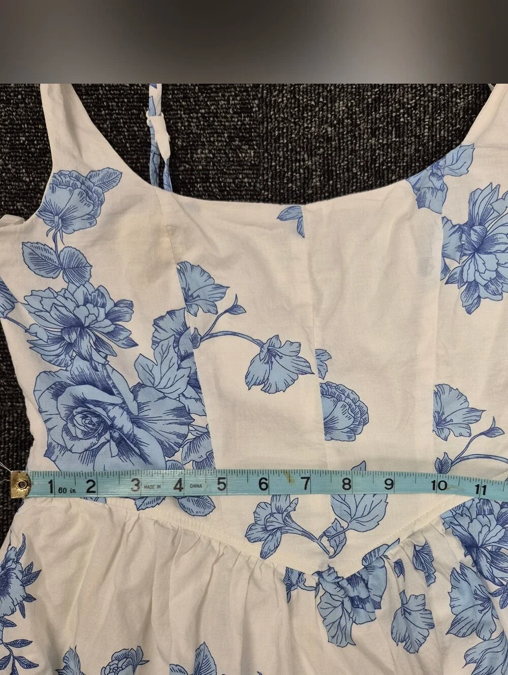 Trixxi Los Angeles Blue Floral Toile Cotton Midi Dress Medium - Picture 7 of 10